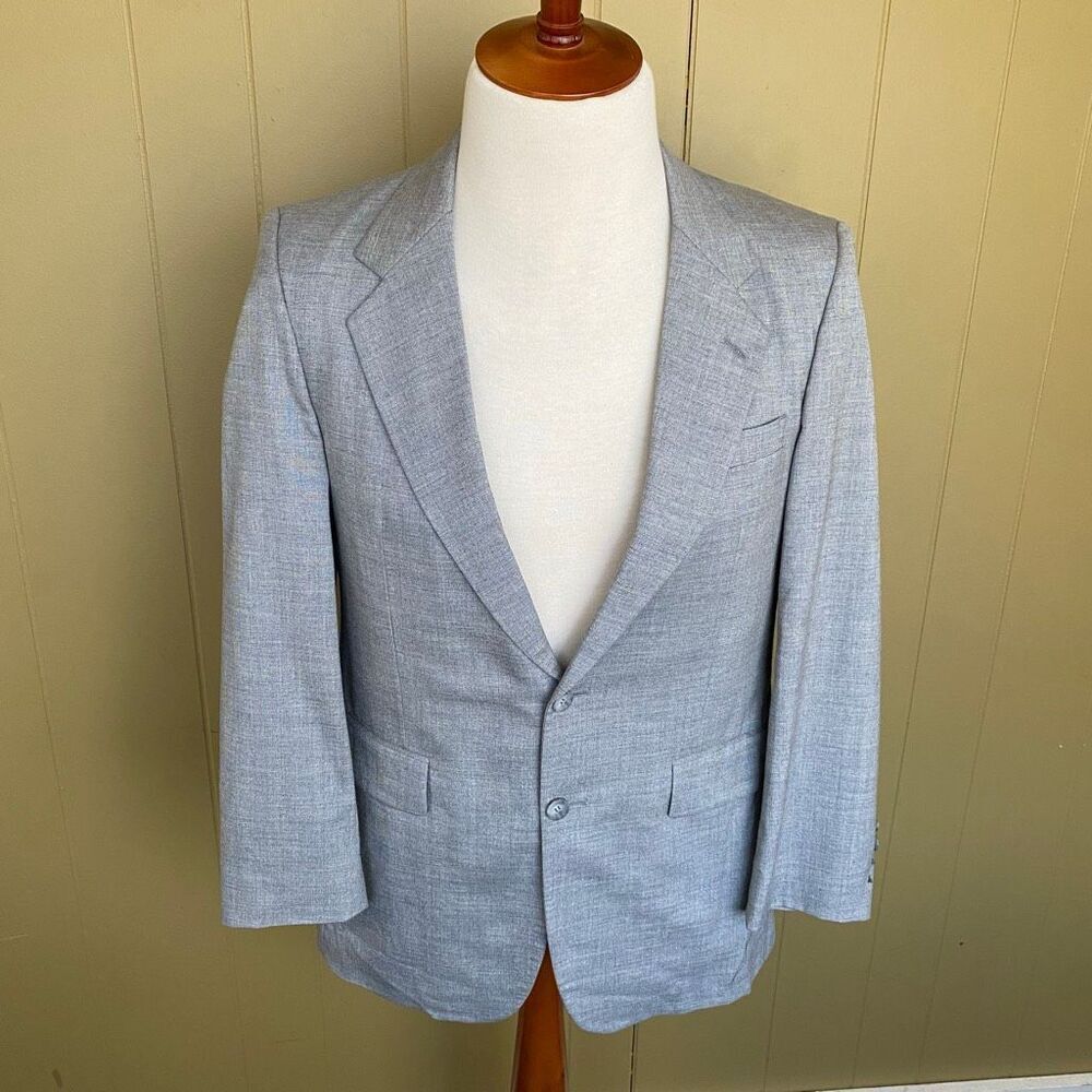 Austin Manor men 40R wool blend 2 button grey blazer/suit jacket